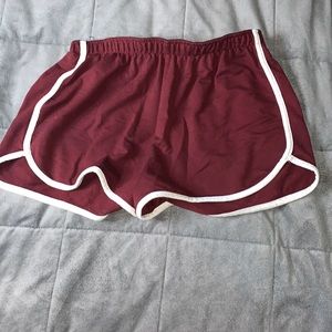 Burgundy and white stretchy shorts